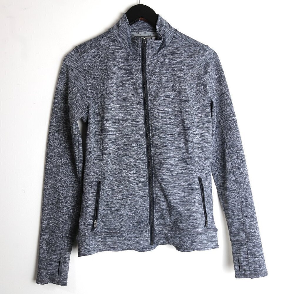 Athleta Heathered Gray Full Zip Pocket Athleisure Yoga Jacket Size Small